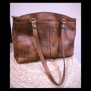 Brown leather/suede tote